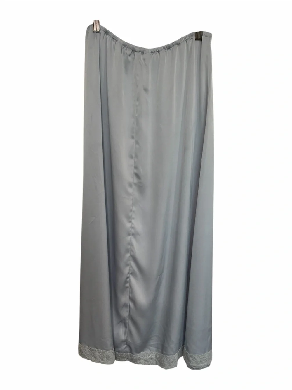 Brandy Melville Light Blue Satin lace -Hem Maxi Slip Skirt